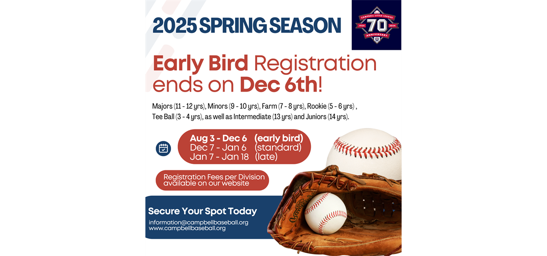 Reminder - Early Bird Spring Registration Ends Dec 6th!